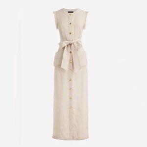 J Crew raw hem linen maxi dress